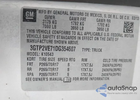 2013 GMC Sierra 1500 Sle from USA, damaged, VIN 3GTP2VE71DG354607